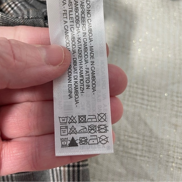 Zara Gray Plaid High Waist Flat Front Skinny Trousers Academia University SZ M - Picture 12 of 13